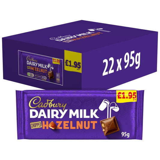 CADBURY HAZELNUT CHOPPED NUT BAR 22x95G