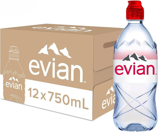 Evian Natural Mineral Water SPORTS CAP 12X750L