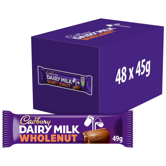 Cadbury Dairy Milk Wholenut Chocolate Bar 45g (Box of 48)