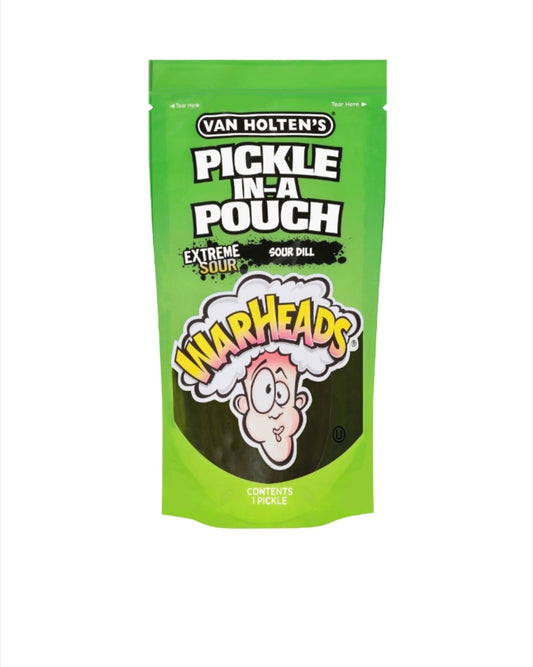 WARHEADS EXTREME SOUR DILL  - PICKLE IN A POUCH VAN HOLTENS [12PK]