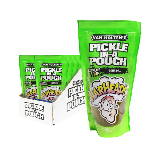 WARHEADS EXTREME SOUR DILL  - PICKLE IN A POUCH VAN HOLTENS [12PK]