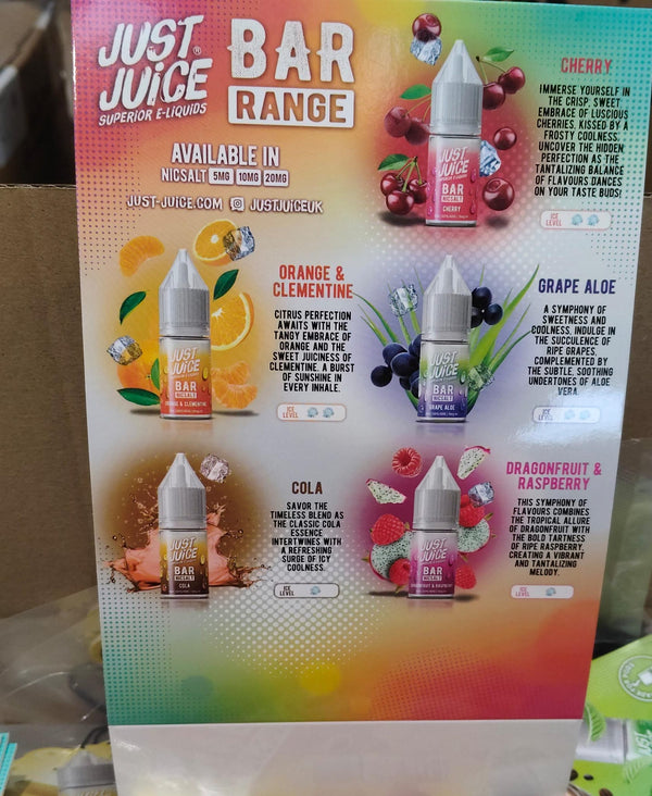 Just juice Table flavour cards