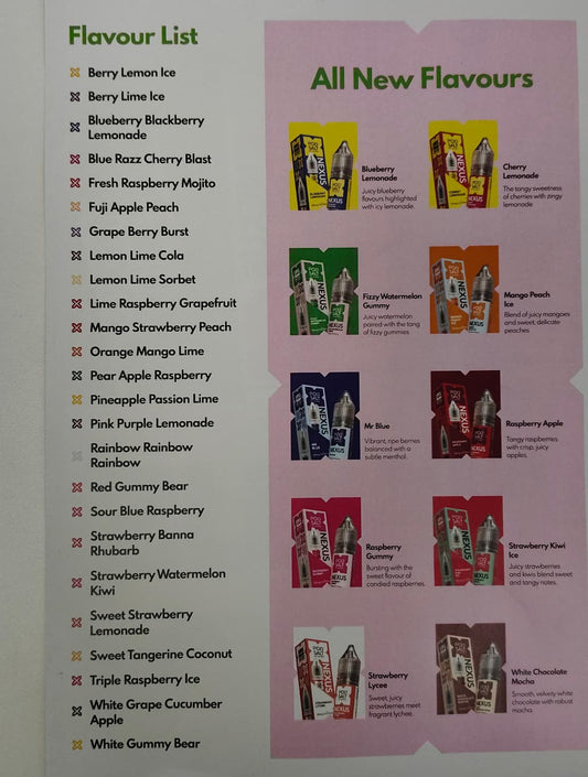 Nexus Pod salts flavor leaflets