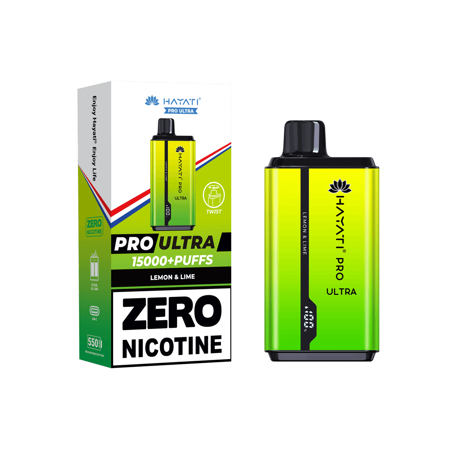 Hayati Pro Ultra Lemon & Lime 0mg - Vape Unit